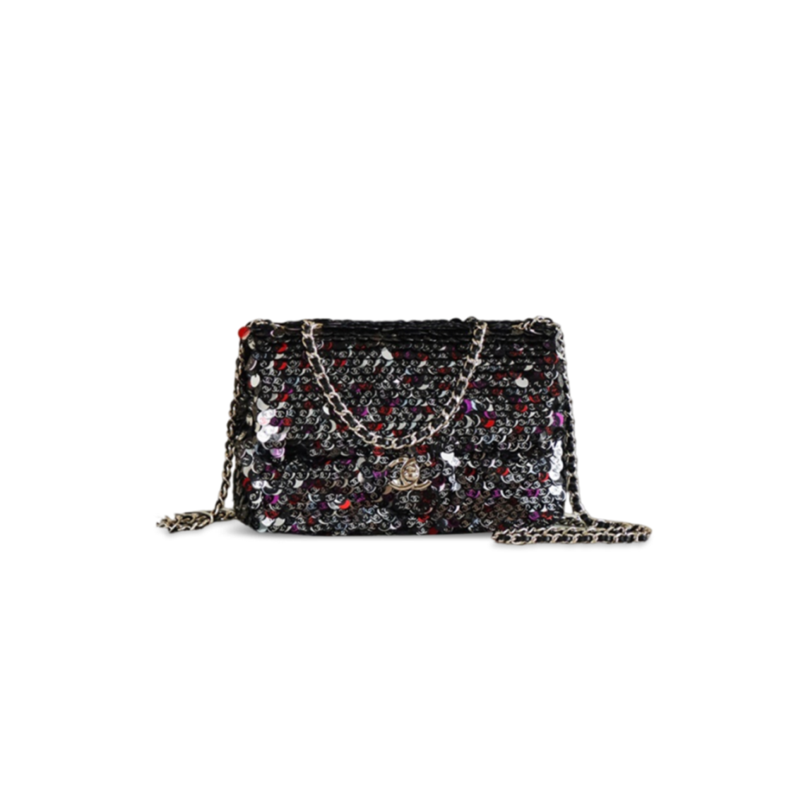 CHANEL 26C MINI CLASSIC FLAP SEQUIN BAG AS1116 (20*14*8cm)